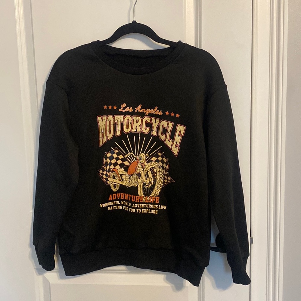 Black Los Angeles motorcycle crew neck